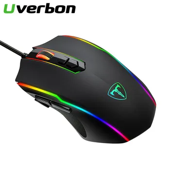 Ratón óptico con cable para videojuegos, Mouse silencioso con retroiluminación RGB, 1600 DPI, 6 botones, USB, para ordenador portátil y de escritorio