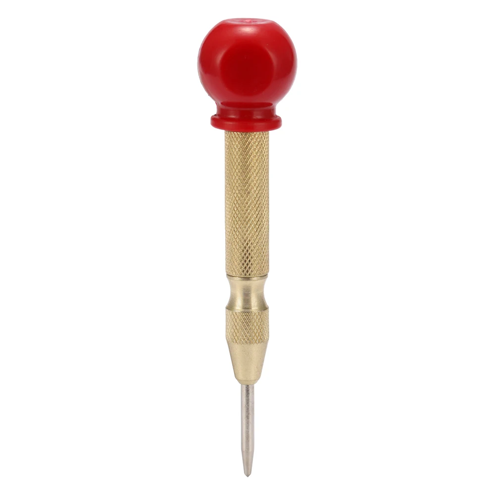 

130mm 5" HSS High Speed Steel Automatic Center Punch Spring Loaded Press Dent Marker Red Grip Impact and Hardened Steel Body