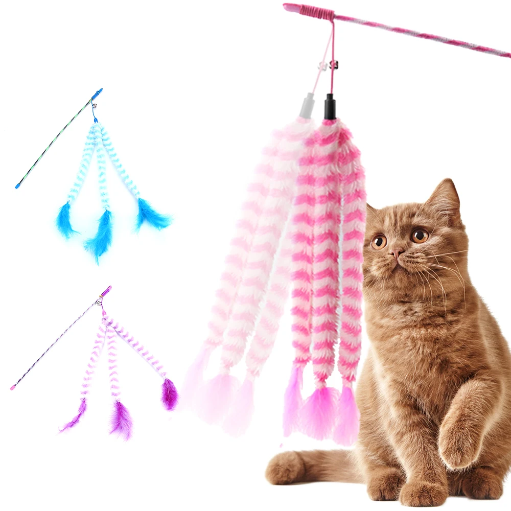 Игрушка для кошки палочка с Bell/синий/Плюшевые Интерактивные ПЭТ забавная игрушка