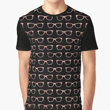 По всей поверхности печати 3D футболка хипстер очки узор в розовое золото и черный полный печати большой печати графическая футболка