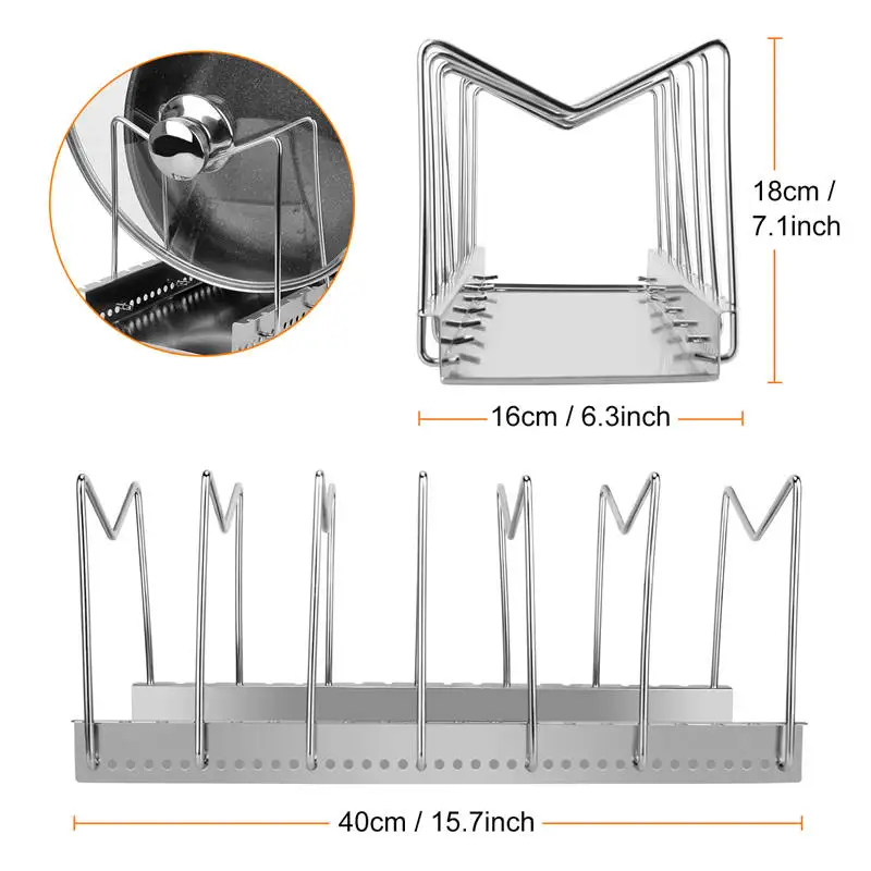 Нержавеющая сталь кастрюля крышка стойка ложка доска держатель Органайзер для хранения на кухне подставки под суповые ложки сливной лоток кухонный аксессуар
