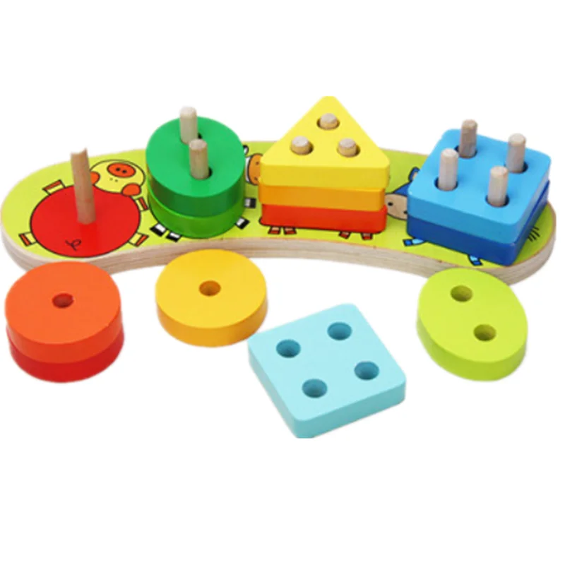 DIY деревянные строительные блоки Монтессори Геометрическая форма сопряжение доска Модель Набор раннего образования игрушки для детей