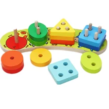 DIY деревянные строительные блоки Монтессори Геометрическая форма сопряжение доска Модель Набор раннего образования игрушки для детей