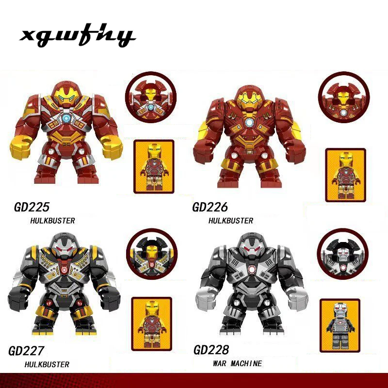 

Hot Superhero Avenger Large Endgame Anti Hulk Armor Captain America War Machine Building Block Bricks Children's Toys jm108