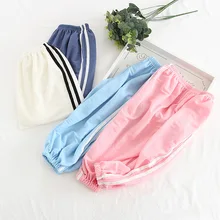 Детская одежда в Корейском стиле для мужчин и женщин; детские летние шаровары из вискозы и хлопка; брюки из натурального хлопка; разноцветные 3