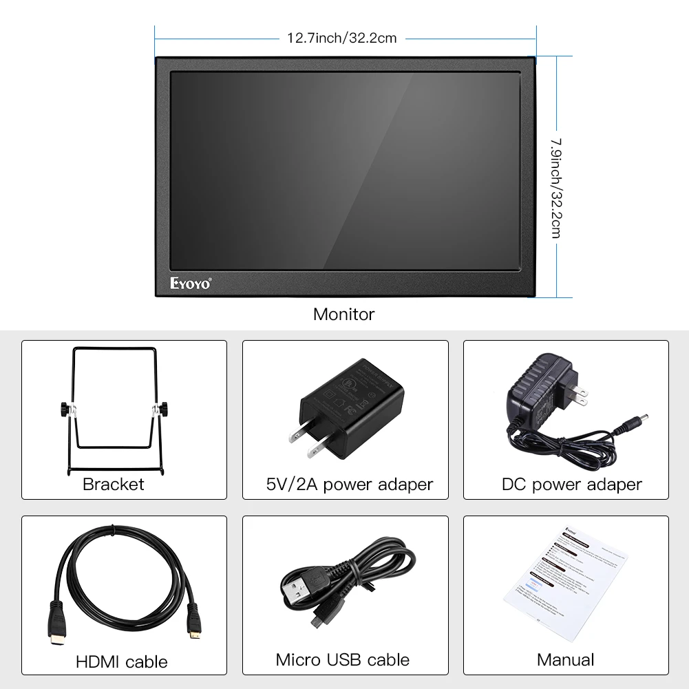 Eyoyo EM13 13," ips 1920x1080 портативный игровой монитор 4K HDMI дисплей Raspberry pi ЖК-экран динамик для ПК PS3/4 Xbox One 360
