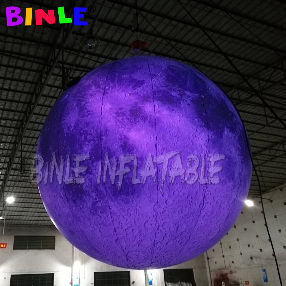 Grey giant park yard illumination inflatable moon balloon,hanging/grounding inflatable moon planet ball for festival decoration 2