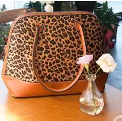leopard 3 шт. сумка с монограммой, шерстяная клетчатая кожаная сумка с отделкой, коричневая ручка, Холщовая Сумка с двойной молнией - Цвет: leopard