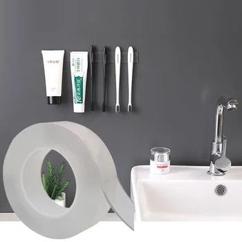 

Punch-free Wall Hanging Bathroom Rack Nano Double Sided Tape Adhesive Storage Rack Waterproof Multifunction Storage Rack