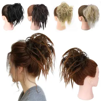 

Synthetic Hair Chignon Donut Elastic Rope Rubber Band Hair messy bun Scrunchie Pad Updos Messy Hairstyle