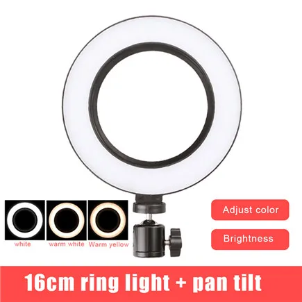 Светодиодный настольный мини-светильник с кольцом, новинка, ночник, высота 50 см, лампа для макияжа, светодиодный мини-светильник для камеры, для видео и макияжа на YouTube - Испускаемый цвет: 16CM without Bracket