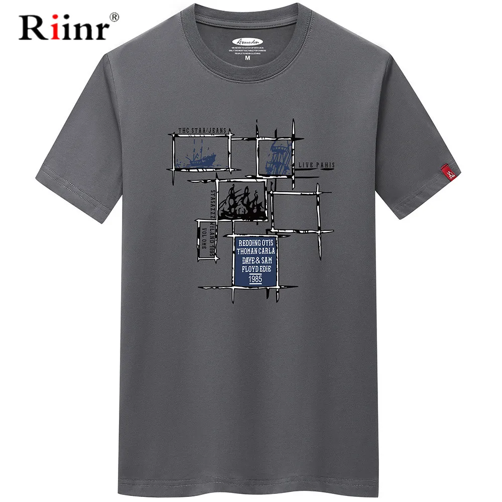 Футболка Riinr 6XL мужская с геометрическим принтом повседневная тенниска круглым
