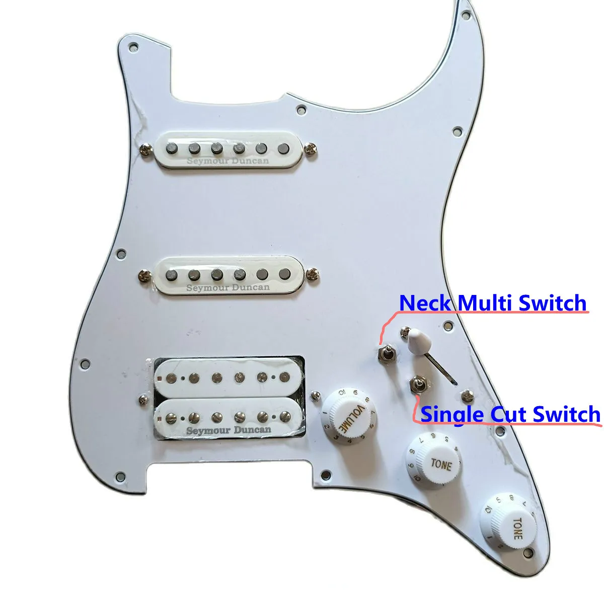 Prewired US Pickguard White Seymour Duncan SLL1 TB4 Alnico Pickups 2 Single  Cut 7 Way Switch Multifunction Wireing Harness