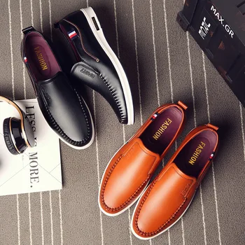 

2020 Hot Sale Men Genuine Leather Shoes Fashion Breathable Wear Resisitant Soft Shoes High Quality Slip on Men Leather Shoes