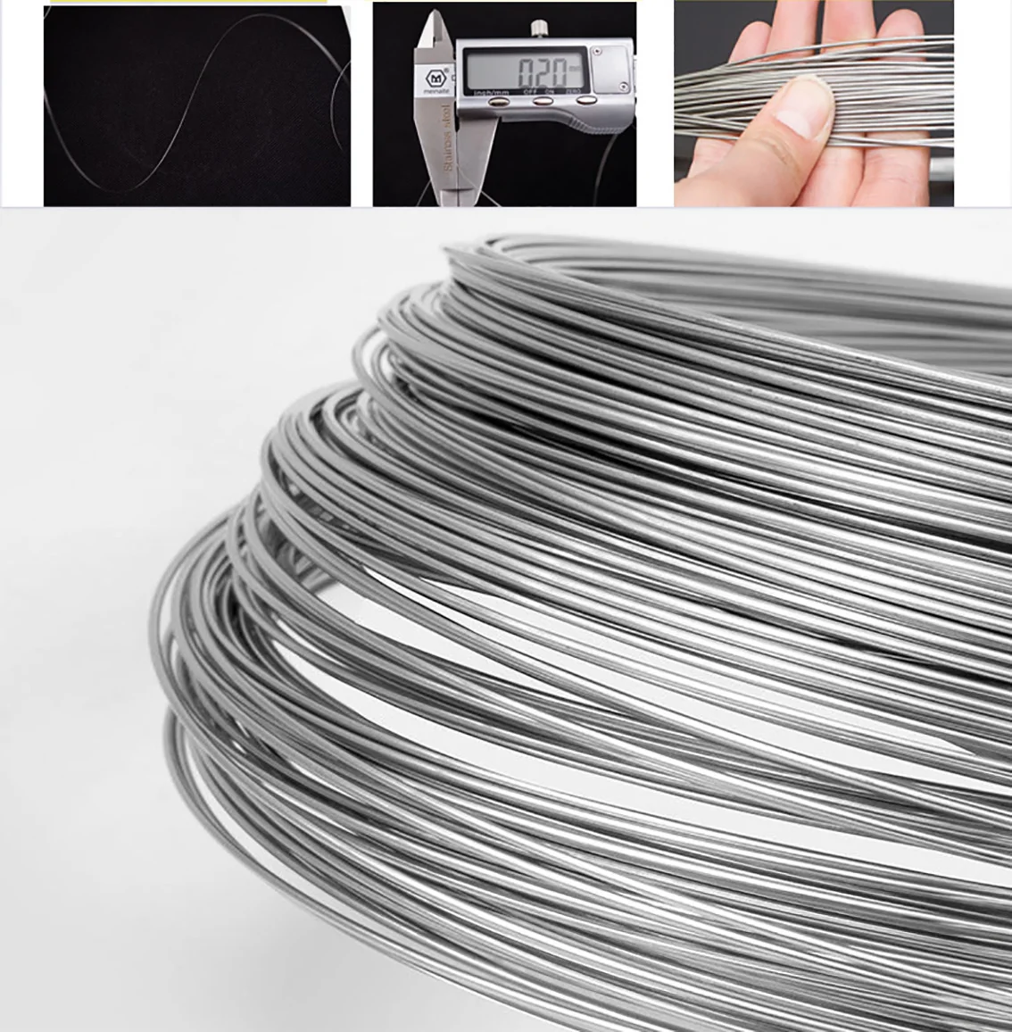 10Meter 304 Stainless Steel Hard Wire Spring Steel Wire 0.1/0.2/0.3/0.4/0.5-1mm Steel Wire Cord Line Rustproof Handmade DIY