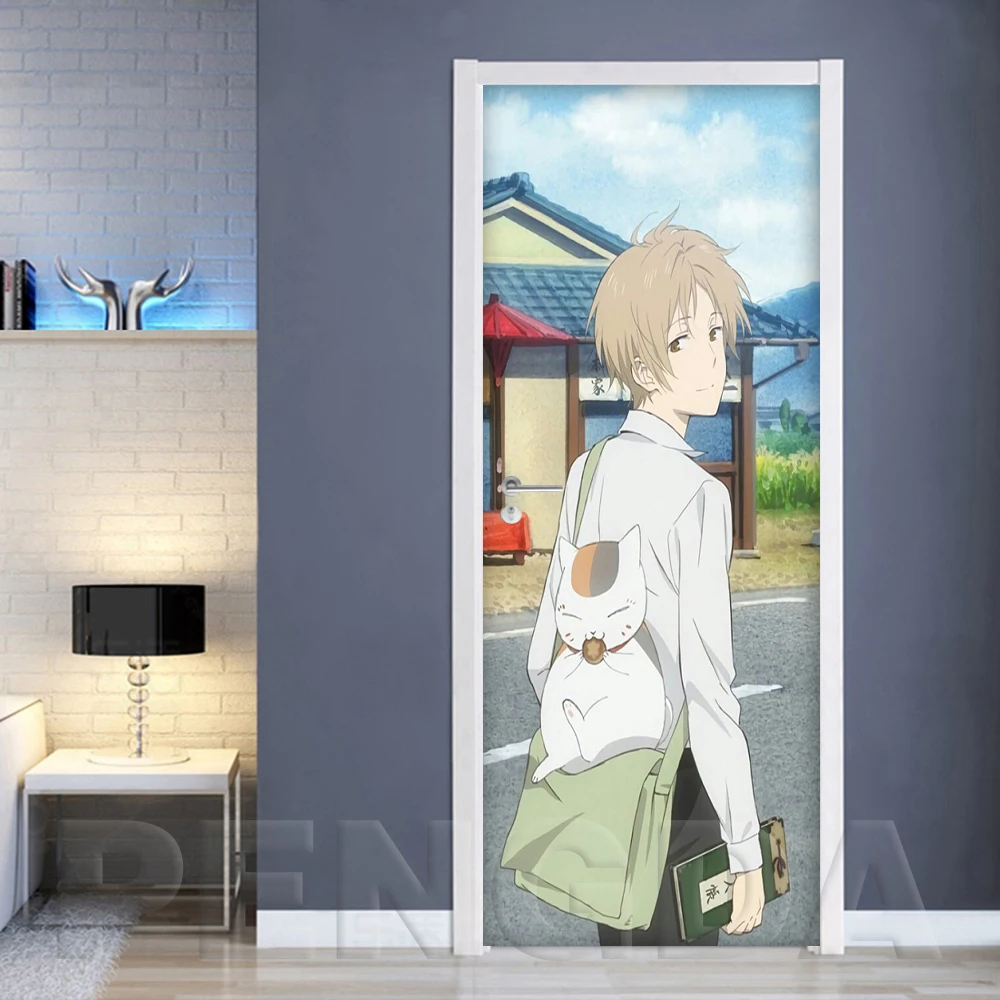 Декоративные наклейки для дома ПВХ водонепроницаемые 2 шт. Natsume's Book of Friends Art 3D печатная наклейка самоклеющаяся Diy Бумага аниме дверь стикер - Цвет: Door YXCV2714-15