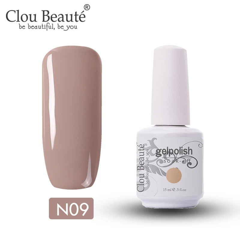 Clou Beaute 15 мл цветной набор гель-лаков для ногтей продвинутый маникюр Гель-арт лак для ногтей праймер и верхнее покрытие стойкий Натуральный гель - Цвет: N09