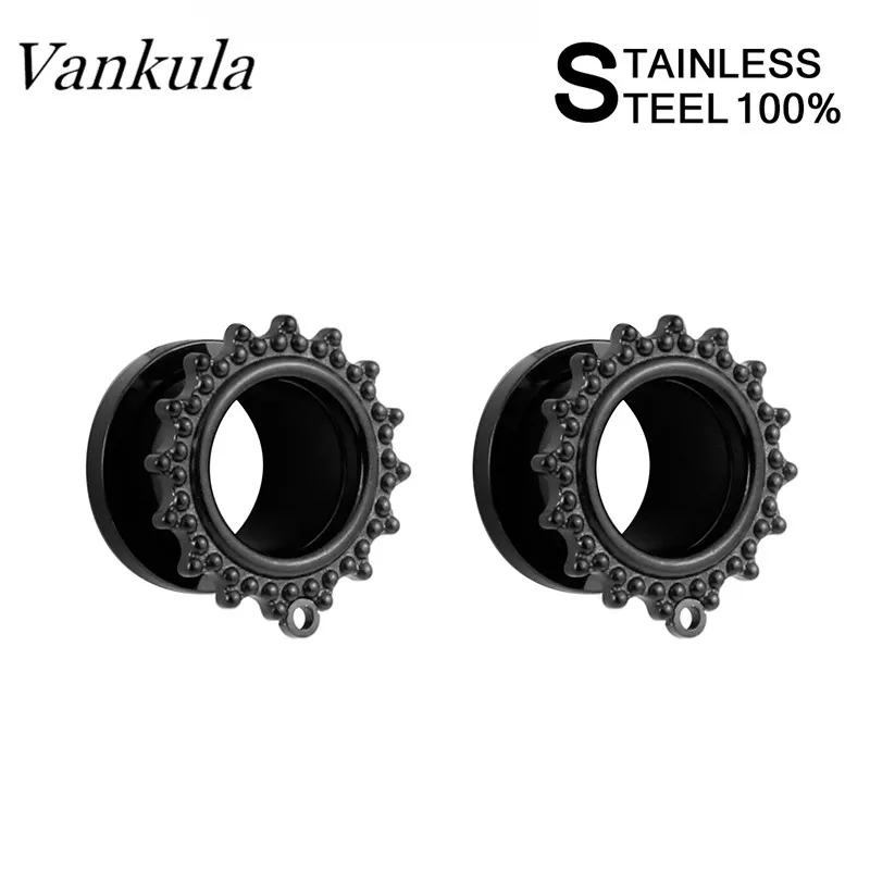 Vankula 316L Нержавеющая сталь тонкие туннели тела пирсинг, модные украшения тела ювелирные серьги расширитель пара продажи - Окраска металла: black