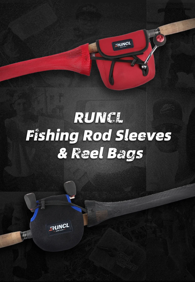 Capa de Haste de Pesca Protetor de Pesca Runcl Carretel Bolsas Fiação - Fundição Haste Meias Spinning Baitcasting Cobre Accessorie & 7 Runcl capa de haste de pesca &