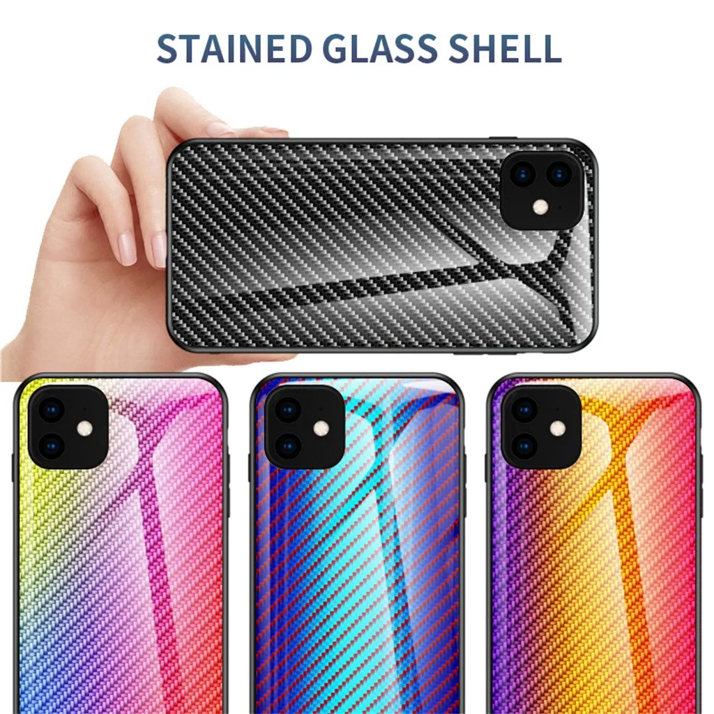 Чехол для Iphone11 6,1 дюйма с полным покрытием из окрашенного стекла Tpu+ pc чехол стильный прочный силиконовый чехол