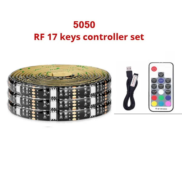 17Key Controller Set 5 В USB Светодиодная лента 5050 RGB сменный светодиодный ТВ фоновый светильник ing 50 см 1 м 2 м 3M 4M 5 м DIY гибкий светодиодный светильник с Bluetooth пультом дистанционного управления - Испускаемый цвет: 17Key Controller Set
