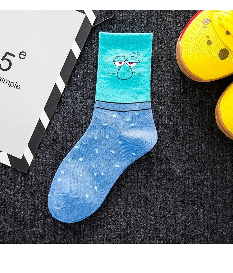 Kawaii Cartoon Anime Cotton Socks Spongebobs Patrick Stars Squidward Tentacles Cute Sports Warm Socks Christmas Toys for Girls