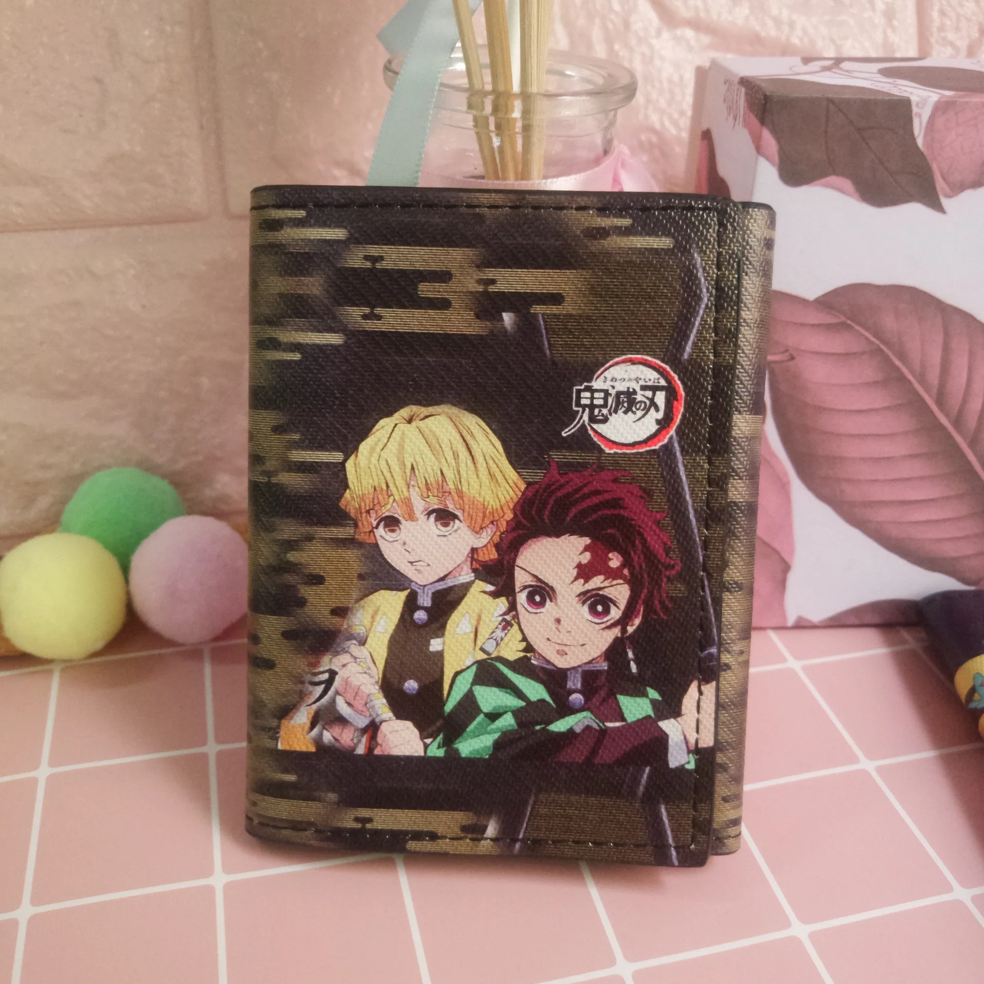 card wallet Anime Demon Slayer Short Wallet Kimetsu no Yaiba Card Holders Purse ladies wallet