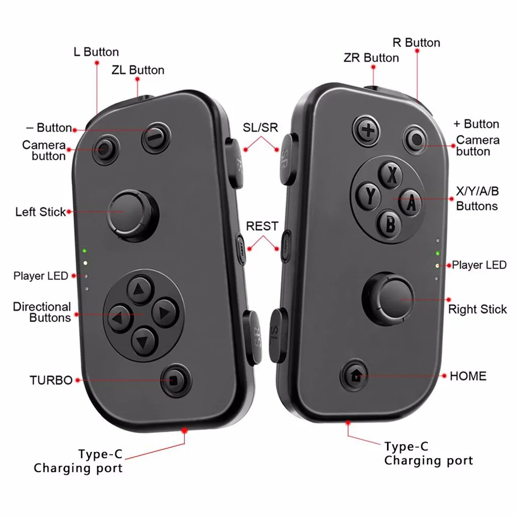 Беспроводной контроллер Bluetooth геймпад для консоли nintendo Switch Left Right Joy-con светодиодный контроллер аксессуары 917#2