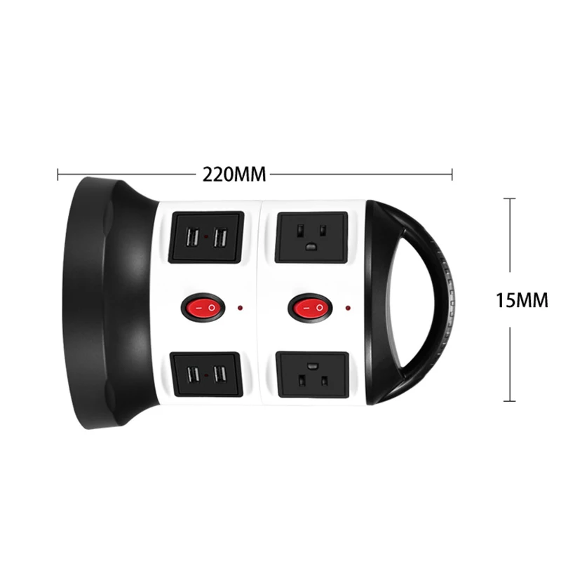Vertical Power Strip Multiple Socket 4 USB Port 2 Layer Home Electrical Smart Power Socket Vertical Multi-socket US EU UK Plug