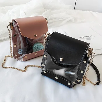 

Web celebrity small bag women 2020 new fashion Korean version of transparent cross texture jelly chain mini shoulder messenger
