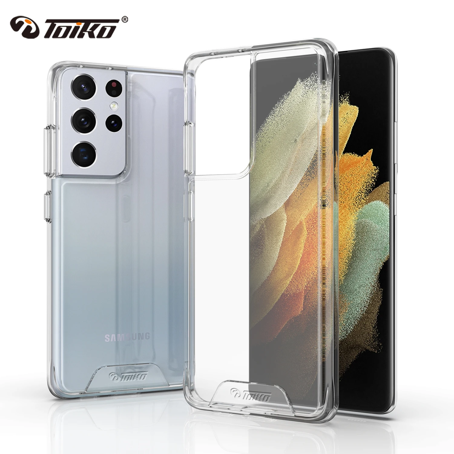 

TOIKO Chiron Clear Phone Cover for Samsung Galaxy S21 Ultra Shockproof Protective Case S21 FE Plus TPU Bumper PC Hybrid Shell