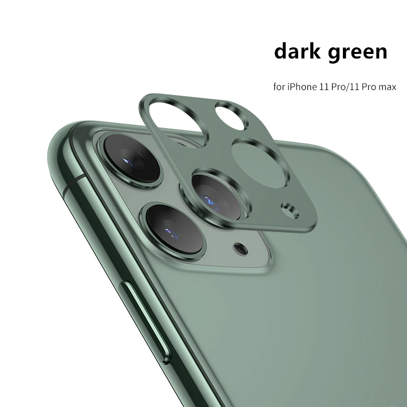 matte darkgreen Металлический защитный чехол для объектива мобильного телефона для iPhone 11 Pro Max, защита для объективов камеры, бампер, кольцо, чехол, задняя крышка для смартфона - Цвет: matte darkgreen