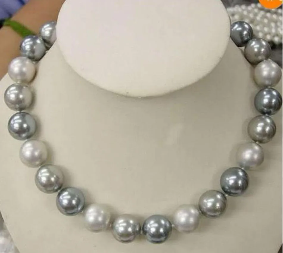 10 мм элегантное белое серебряное серое жемчужное ожерелье