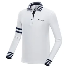 Pgm/полосатая футболка для подростков; рубашка с длинными рукавами и отложным воротником; Осенняя детская дышащая Спортивная одежда для гольфа; D0815