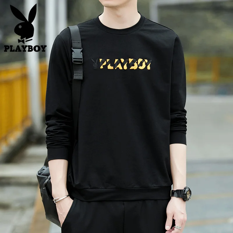 PLAYBOY новые мужские толстовки Толстовка с длинными рукавами однотонная Толстовка уличная приталенные худи для мужчин Big большой размер