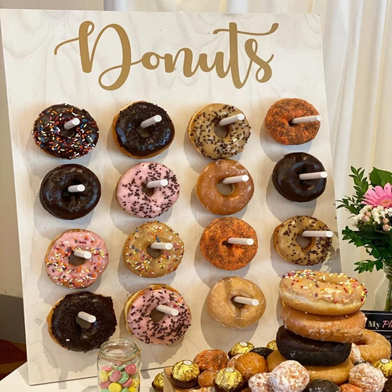  Donut Board Display 2 piezas de madera Donuts soporte para  fiesta rosas, decoración rústica de donuts para decoración de fiestas de  donuts para 16 donas para baby shower, cumpleaños boda fiesta