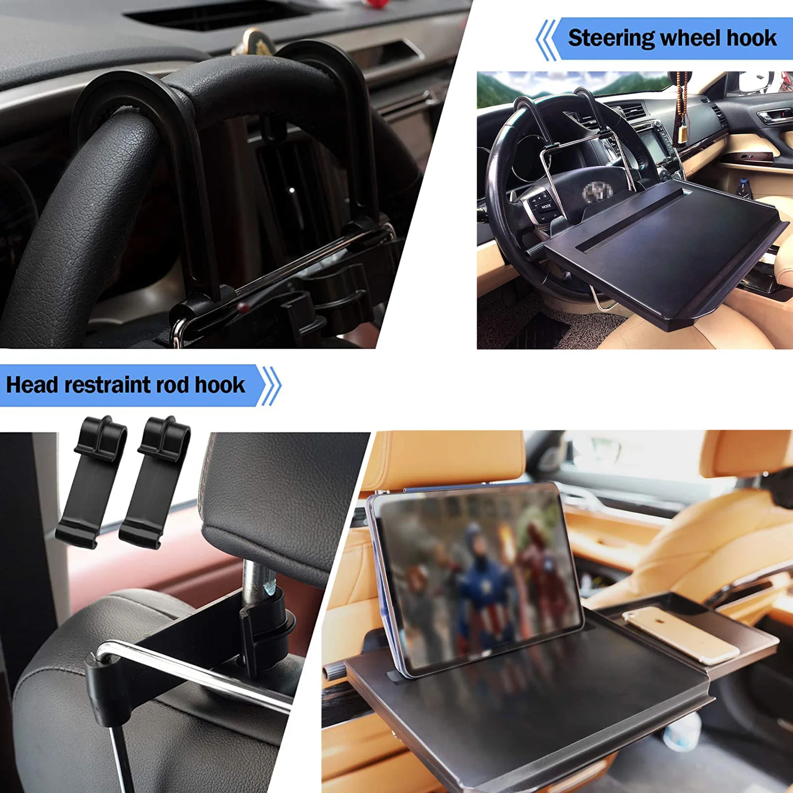 Universal Auto Lenkrad Sitz Tablett Schreibtisch Reise Tisch Laptop, Tablet  Schreibtisch Kopfstütze Tablett für Arbeits Schreiben Essen