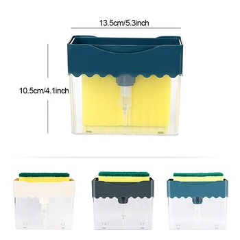 

Pump Soap Dispenser Hand Push Kitchen Washing Liquid Storage Box Sponge Holder Soap Dispenser 2-in-1 Sponge Box Sponge Scrubber