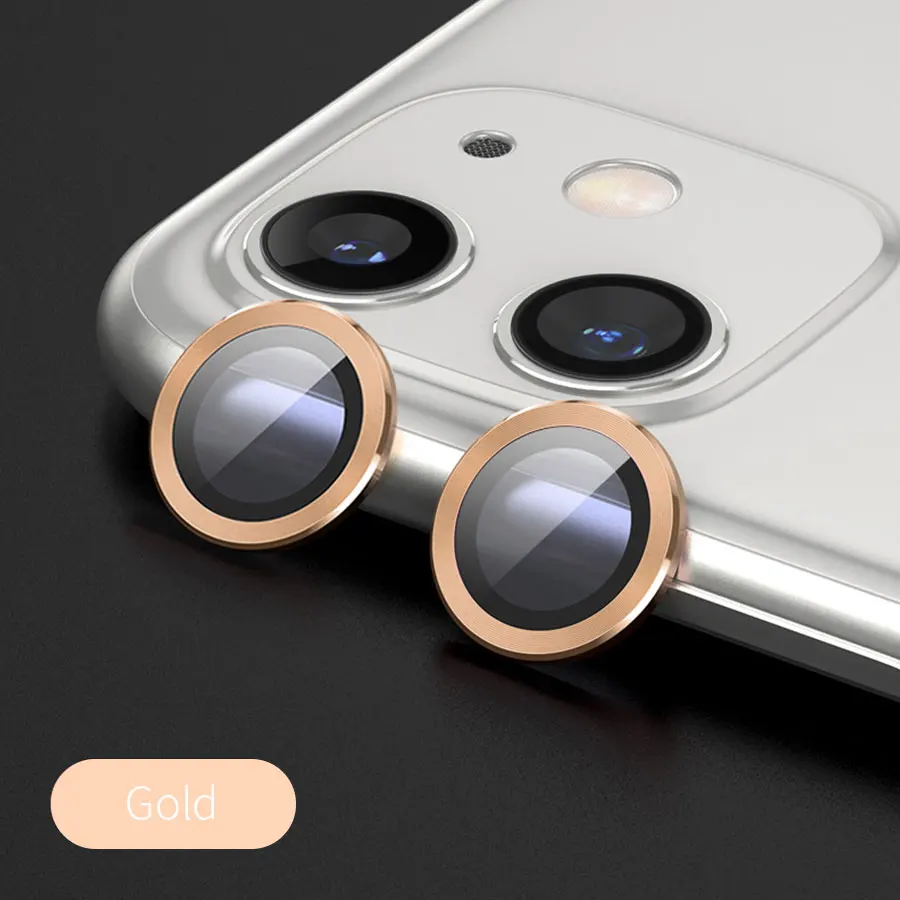 3D полное покрытие объектива камеры защитный чехол для экрана IPhone 11 Pro Max камера защитное закаленное стекло+ защитное металлическое кольцо - Цвет: Gold