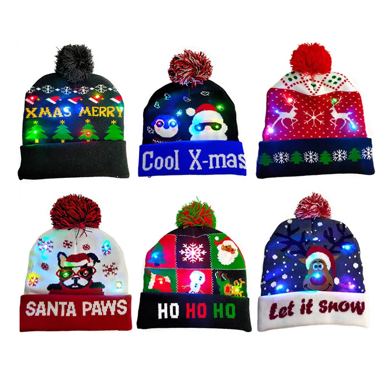 thumbnail image 5 of Gorro navideño LED nuevo 2024, gorro de punto con luz intermitente, regalo de Navidad para niños y adultos, decoraciones para fiestas de Navidad y Año Nuevo, 5 of 5