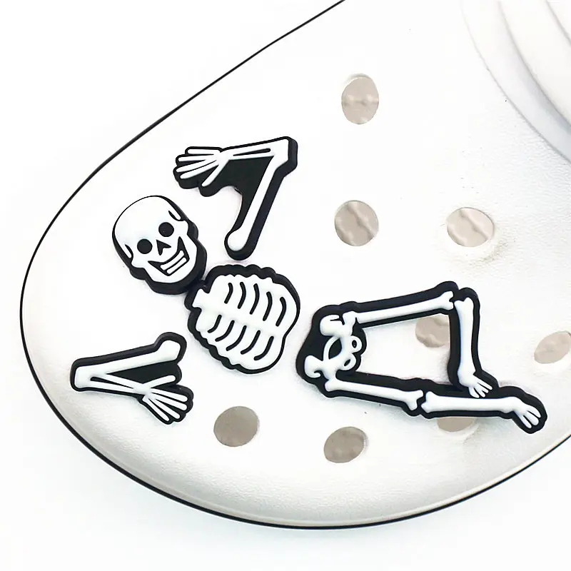 Novely 3D Cartoon Shoe Charms Accessories Funny Noctilucent Skeleton Original Shoe Buckle Decoration for jibz Kid's Party X-mas