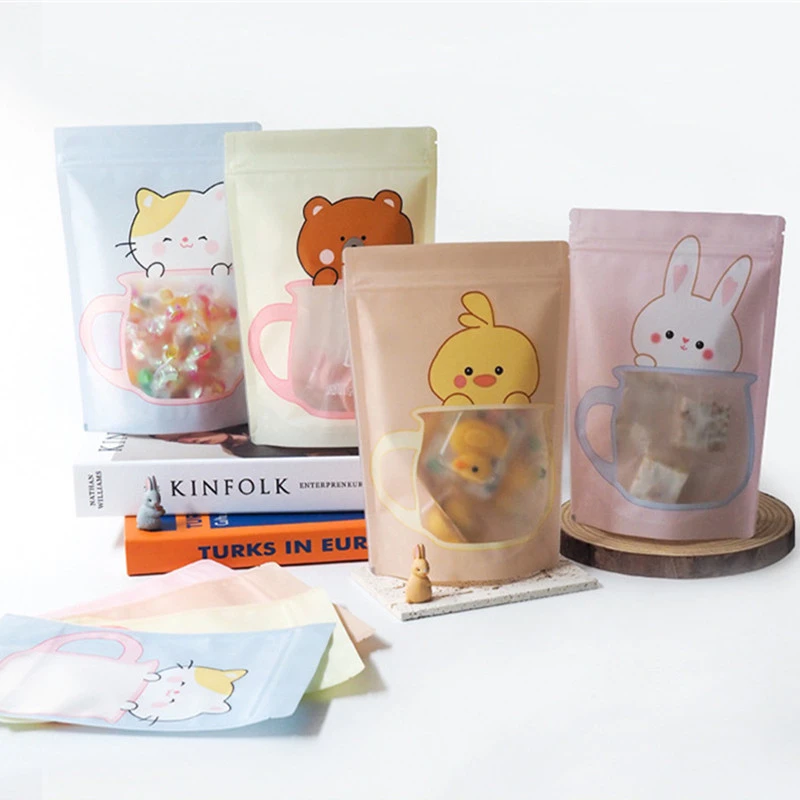 50個漫画かわいいジップロックバッグビスケット雪片クリスプ包装キャンディーヌガーベーカリー食品密封ビニール袋 ギフトバッグ ラッピング用品 Aliexpress