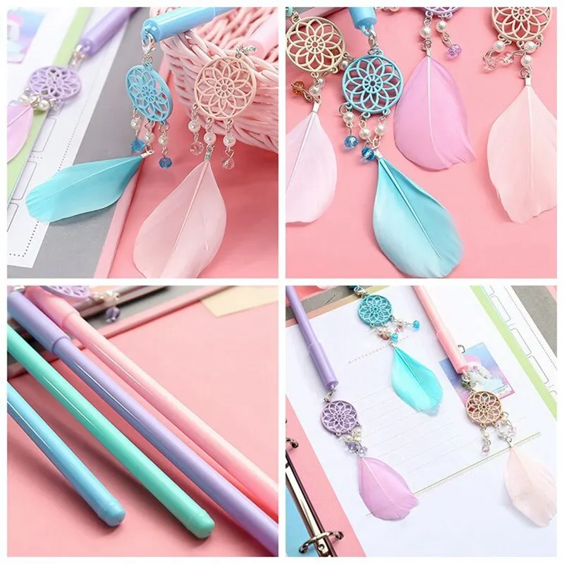 

Cute Dreamcatcher Gel Pens Creative Feather Pens Kawaii Pendant Neutral Pen for Kids Gift School office Supplies Stationery 1Pc