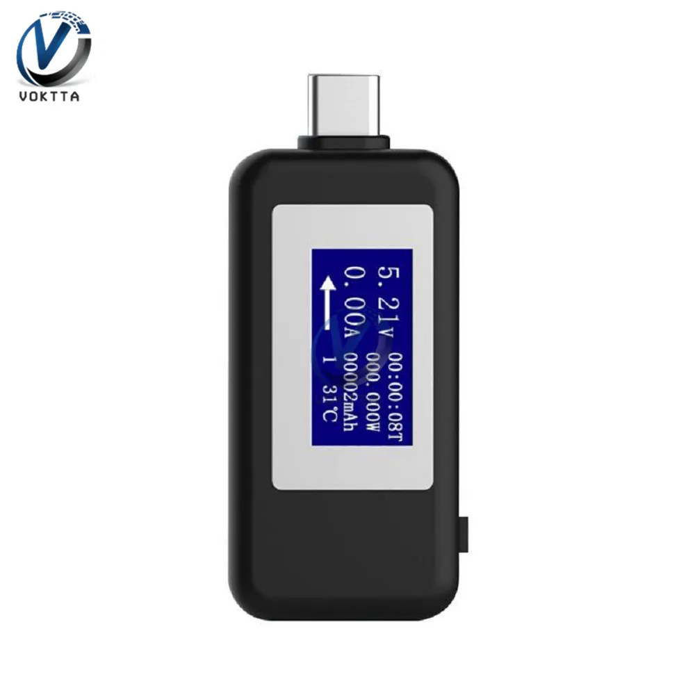 Тип-c USB тест er ЖК-цифровой вольтметр Амперметр Напряжение Ток тест детектор Банк питания зарядное устройство индикатор USB доктор - Цвет: Черный