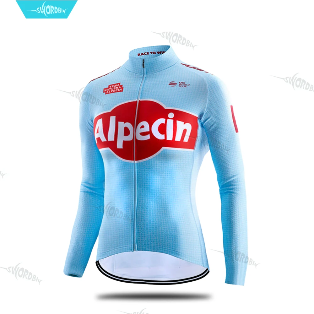 Для женщин Pro Team с длинным рукавом Джерси наборы леди Велоспорт одежда Alpecin MTB Одежда Триатлон дышащий УФ Весна Осень цикл комплект - Цвет: Long Sleeve Jersey