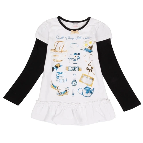 F6843 white Рубашка с длинными рукавами для маленьких девочек; модные милые вечерние футболки принцессы с рисунком; подарок на день рождения; Одежда для девочек; LH606 - Цвет: F6843 white