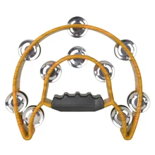 Музыкальный двойной полумесяц Тамбурин барабан комплект пластиковая ручка ряд металла Jingle ударный инструмент, Подарочный вечерние детские игрушки