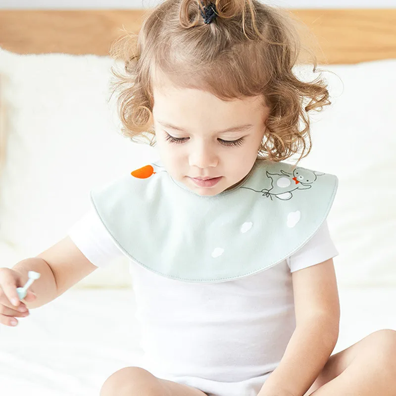 Baby Bib Saliva Towel Burp Cloths 360 Circular Bib Cotton Pocket