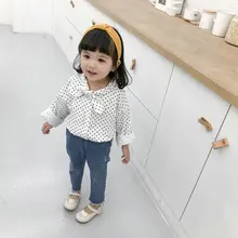 [3-выбор] г. Весенняя рубашка с вышивкой и длинными рукавами в Корейском стиле для девочек детская одежда средних и маленьких размеров