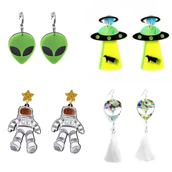 Earrings For Women Kelly Earrings Fashion Charm Exaggerated Hip Hop Girls Gift Cute Alien UFO Saucerman